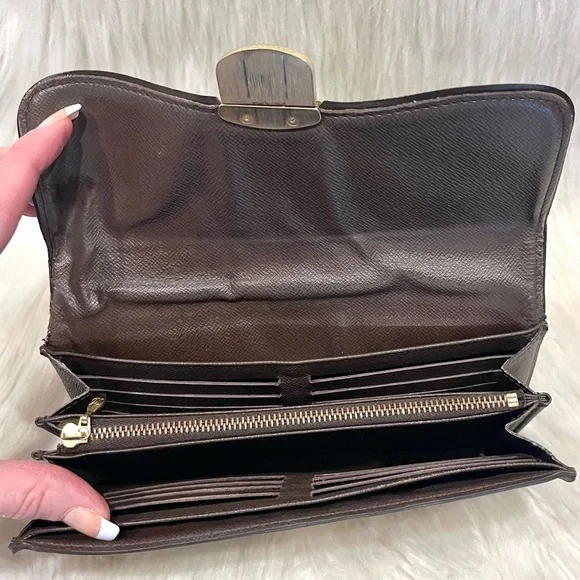 Authenticated Louis Vuitton Damier Ebene Sistina Long Wallet - Picture 8 of 16